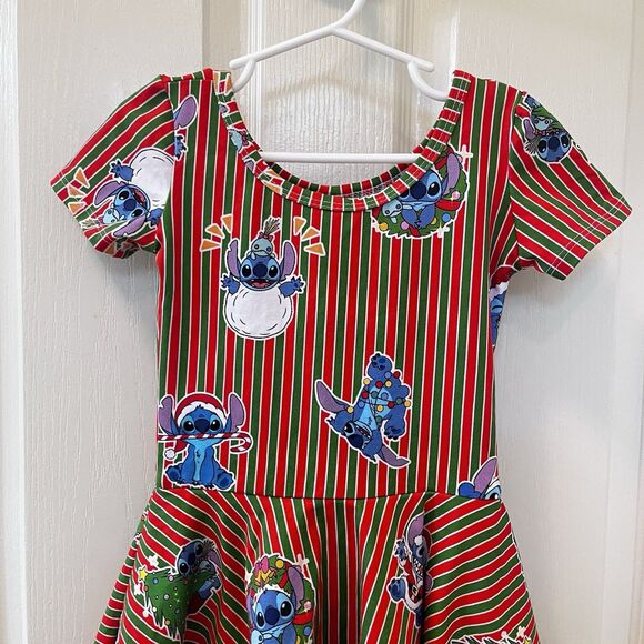 Wild Rich Kids WRK Disney Christmas Stitch Skirted Leotard Dress Girls Size 5/6 - Picture 9 of 16